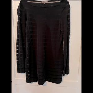 TOMMY BAHAMA Black Long Sleeve Knit Sweater Top w/Striped Sheer Detail - Size S